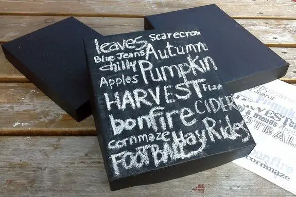 shoebox chalkboard sign