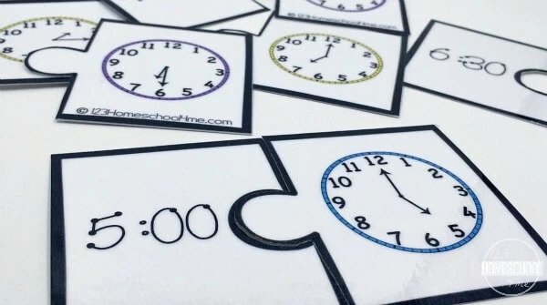 Half-hour telling time puzzles