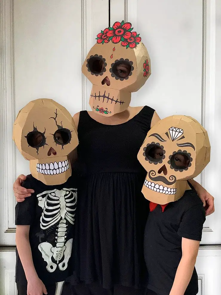 3D Family Cardboard Skull Costume