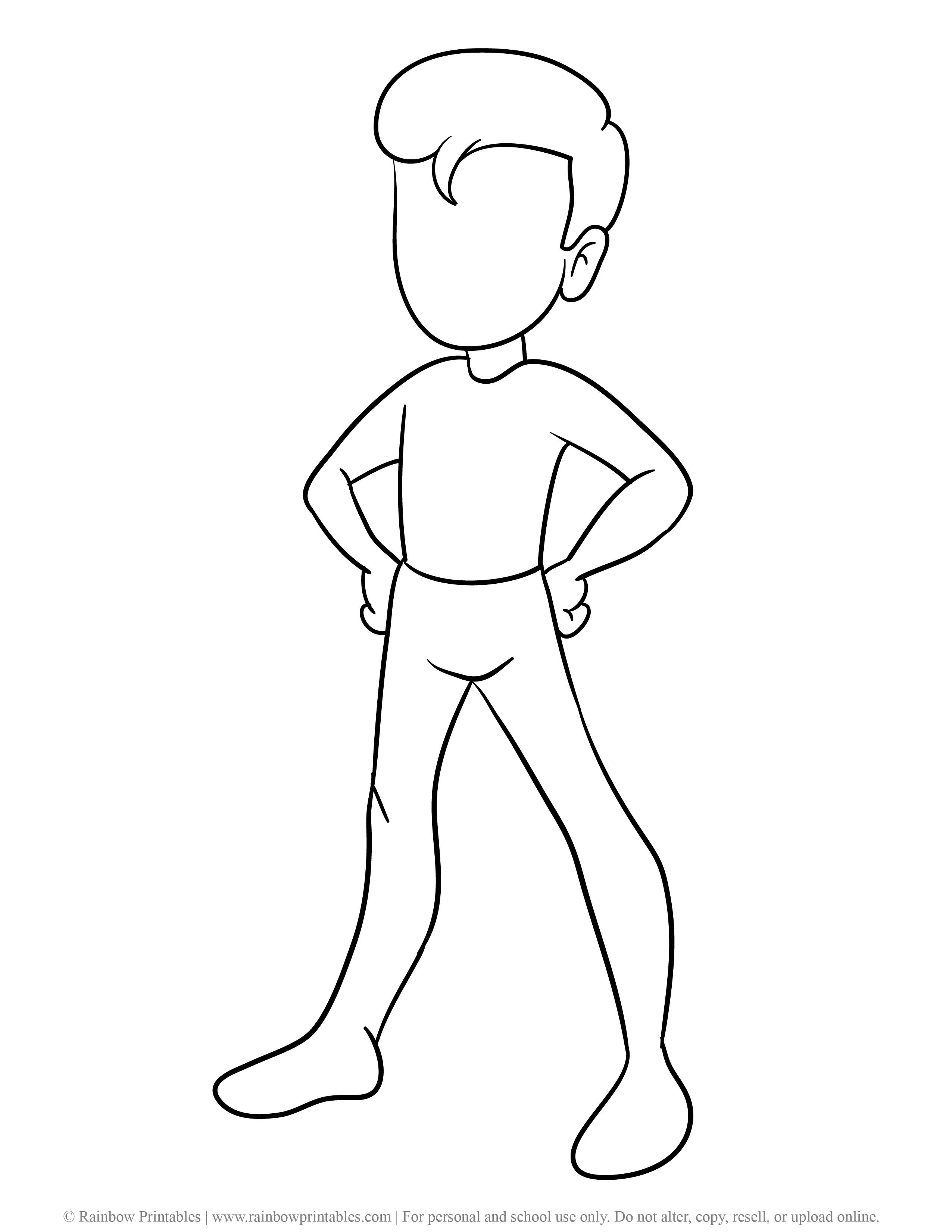 Free Coloring Pages for Kids Drawing Activities Line Art Illustration KID BOY SUPERHERO OUTLINE TEMPLATES Be a Hero