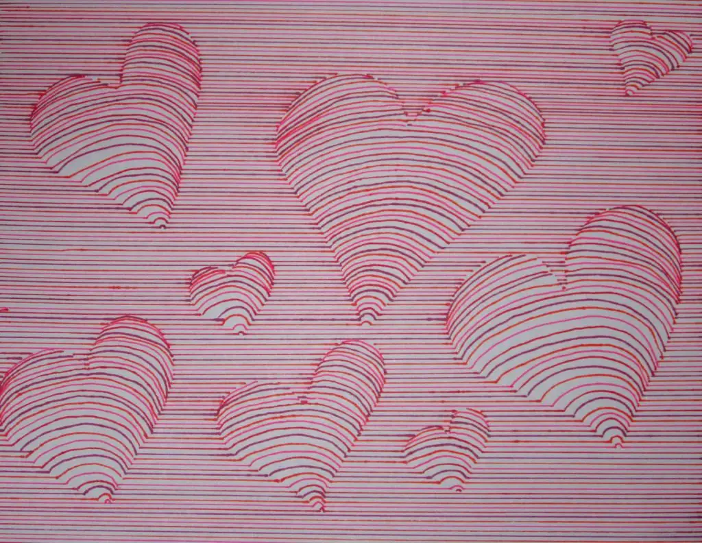 3D heart drawing using curved lines