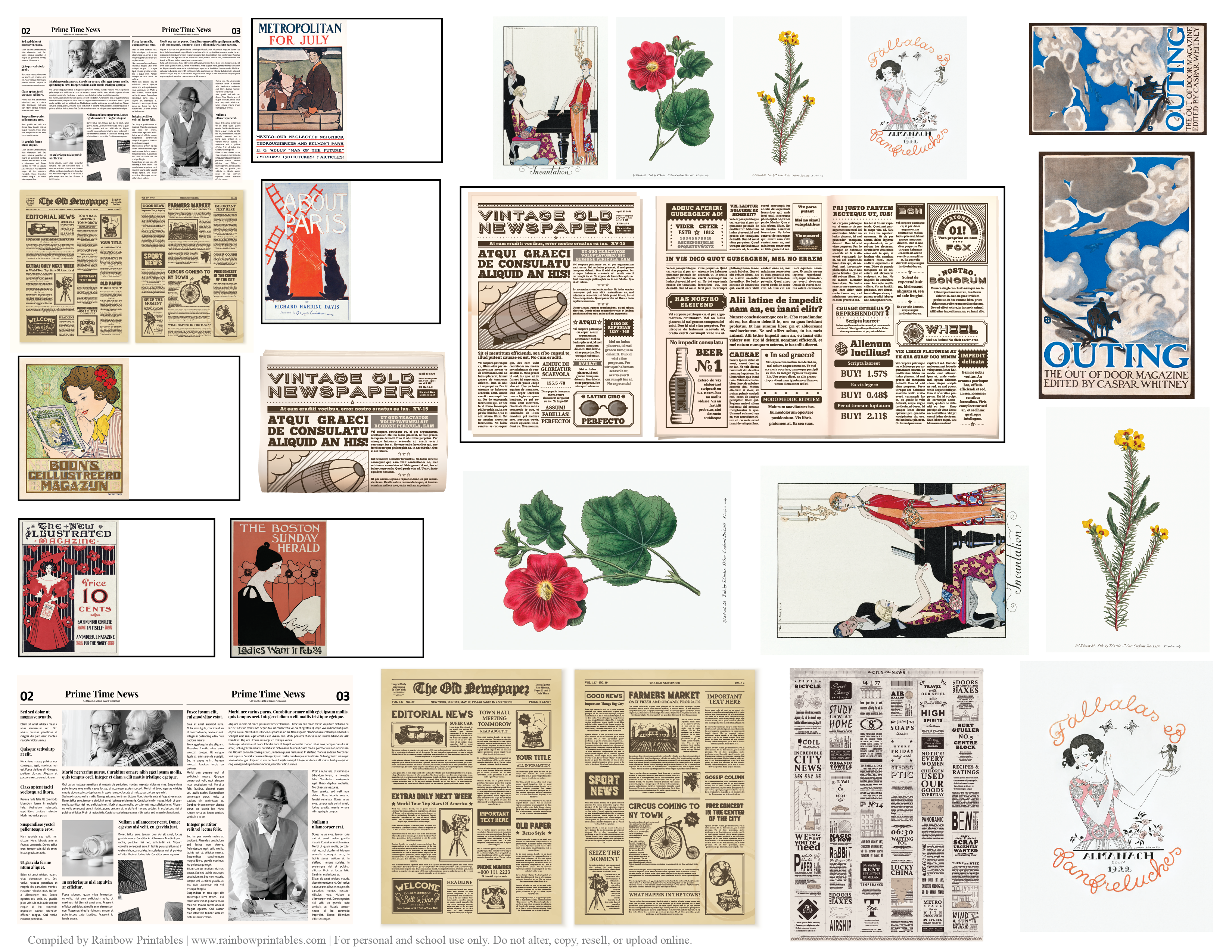 20 printable vintage dollhouse newspaper periodicals and magazines rainbow printables