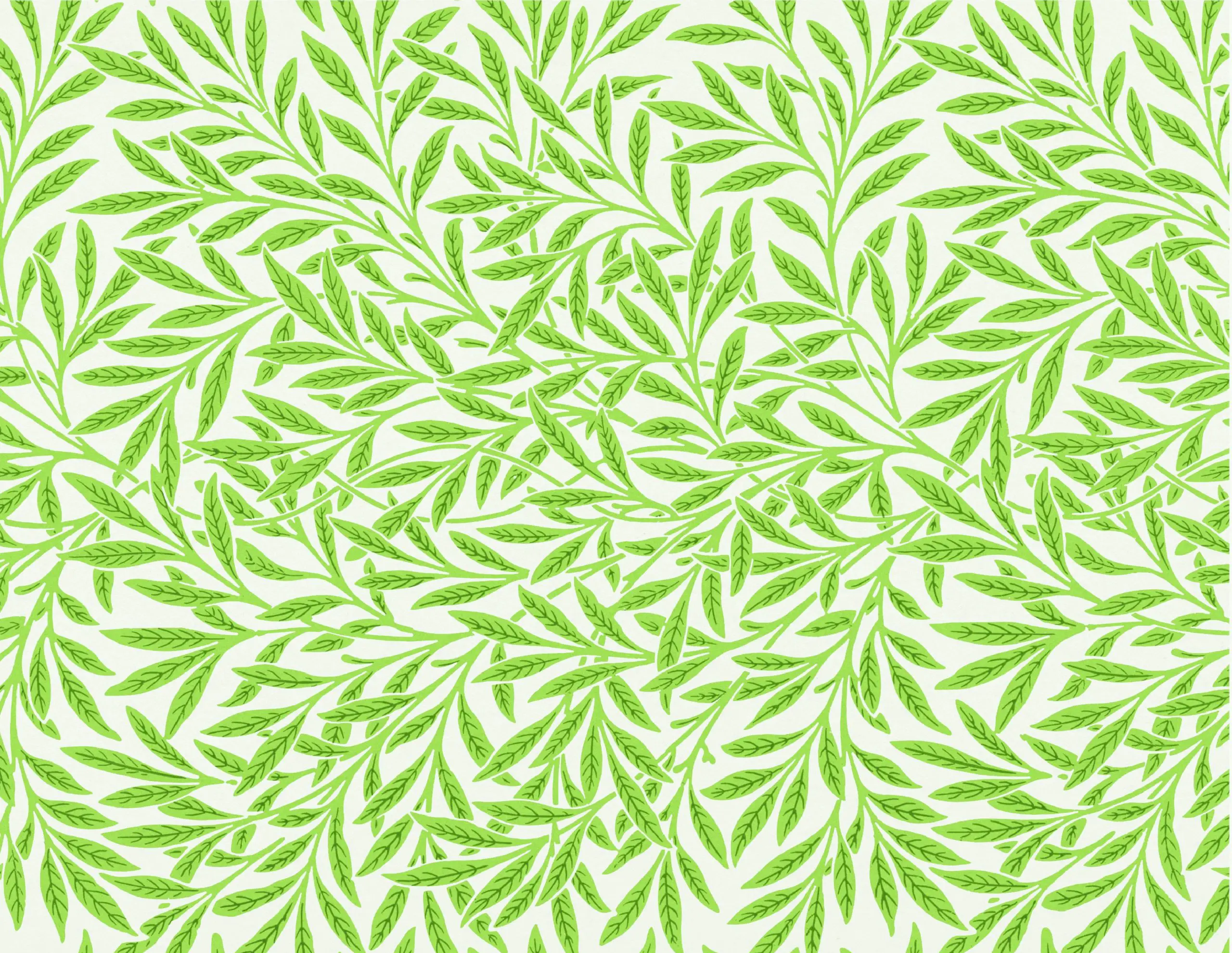 Willow Green Leaf Pattern 1850s Grand Vintage Vines Miniature Dollhouse Wallpaper Printable