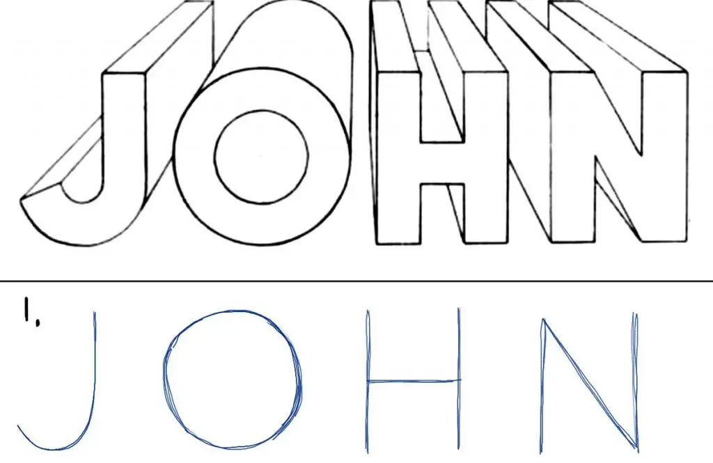 3D letters of JOHN