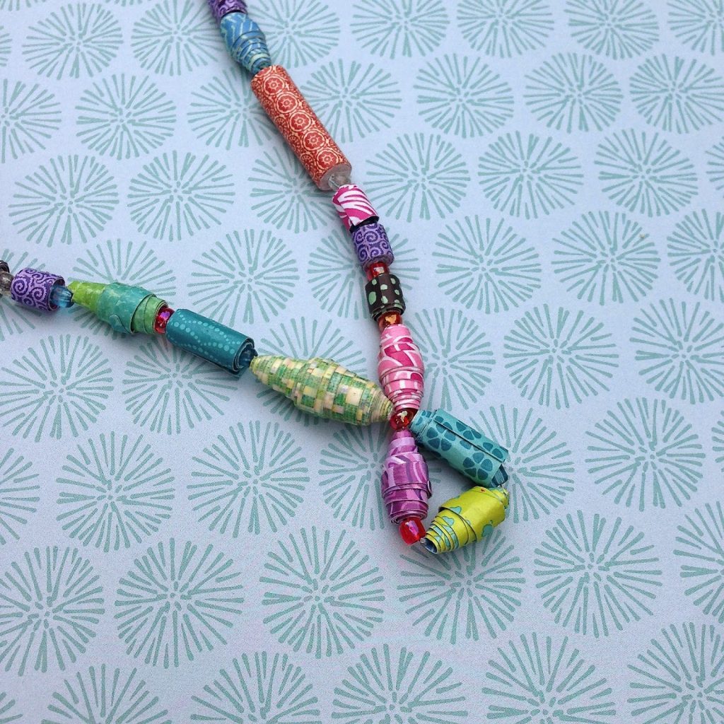 DIY Paper Bead Necklace Idea