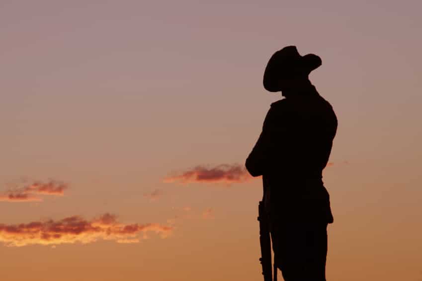 A soldier showing patriotism